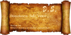 Doszkocs Sándor névjegykártya
